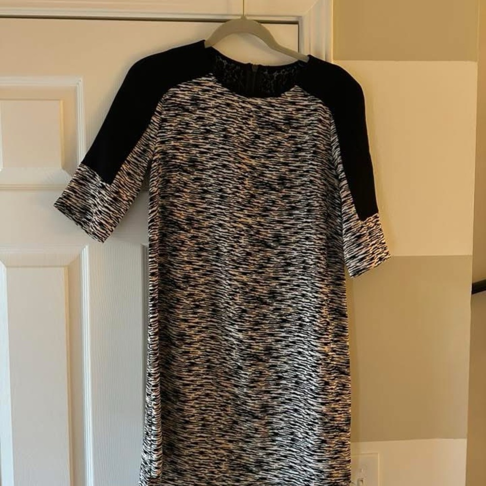 French Connection Black & White Patterned Shift Dress